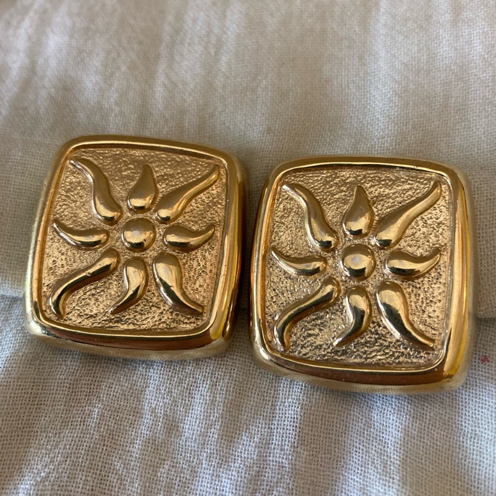 Givenchy Vintage Starburst Sunburst Square‎ Clip on Earrings - Picture 8 of 10